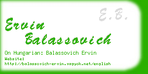 ervin balassovich business card